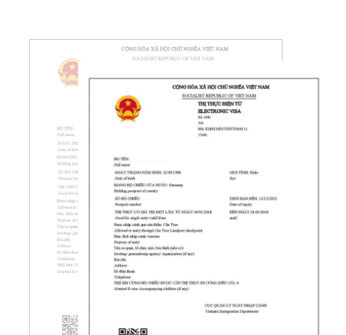 Vietnam e-Visa letter